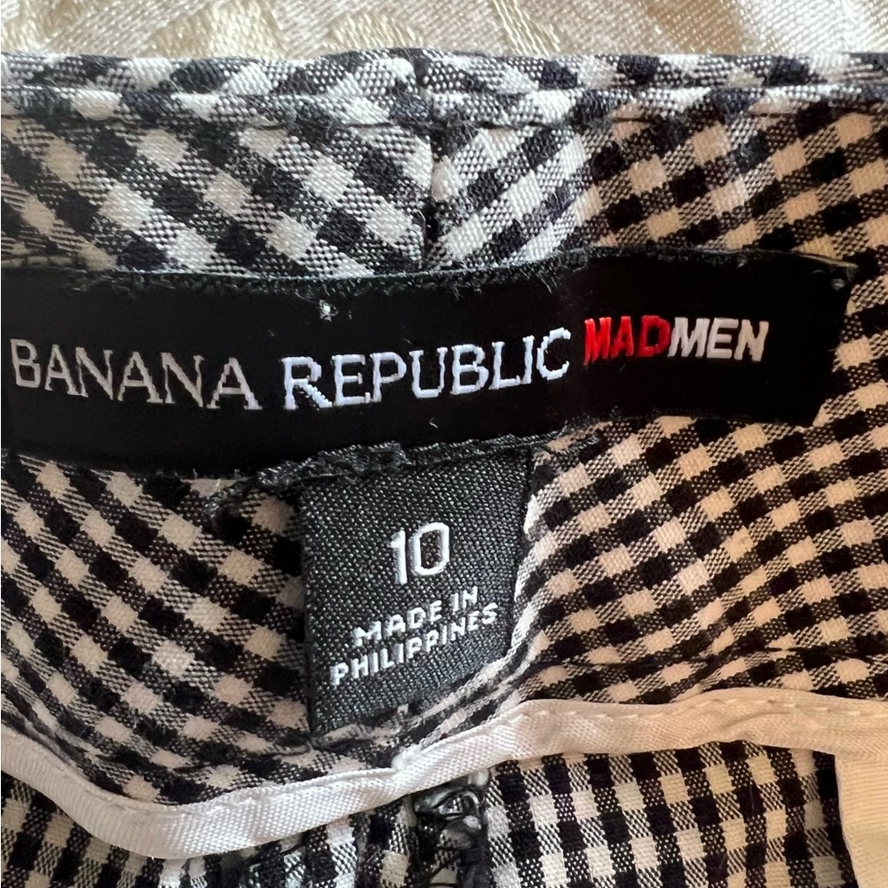 Women’s Banana Republic Black and White Gingham Check Cropped Pants Cotton - Picture 4 of 6
